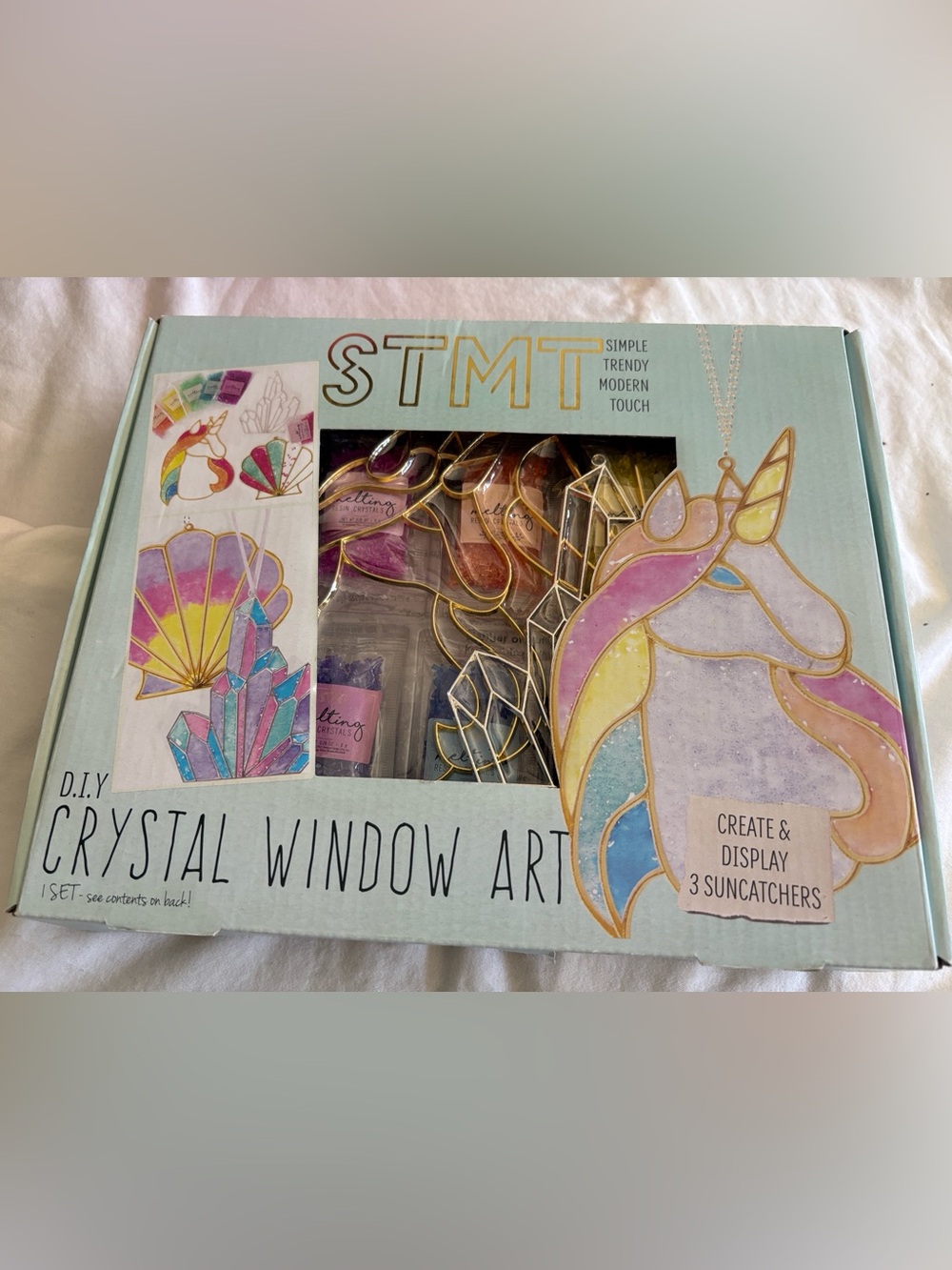 DIY Crystal Window Art 3 Sun Catchers Kit Unicorn Seashell  STMT Crafts NIB